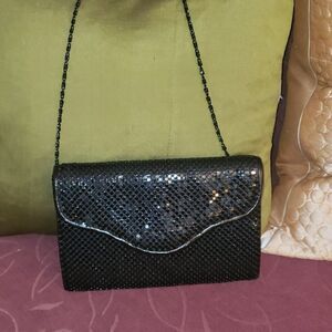 VNTG Evening Black Metal Mesh Crossbody Purse